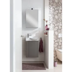 LED-Spiegelschrank 'SBC' grau 40 x 68 x 15,3 cm links