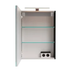 LED-Spiegelschrank 'SBC' schwarz matt 50 x 68 x 15,3 cm links