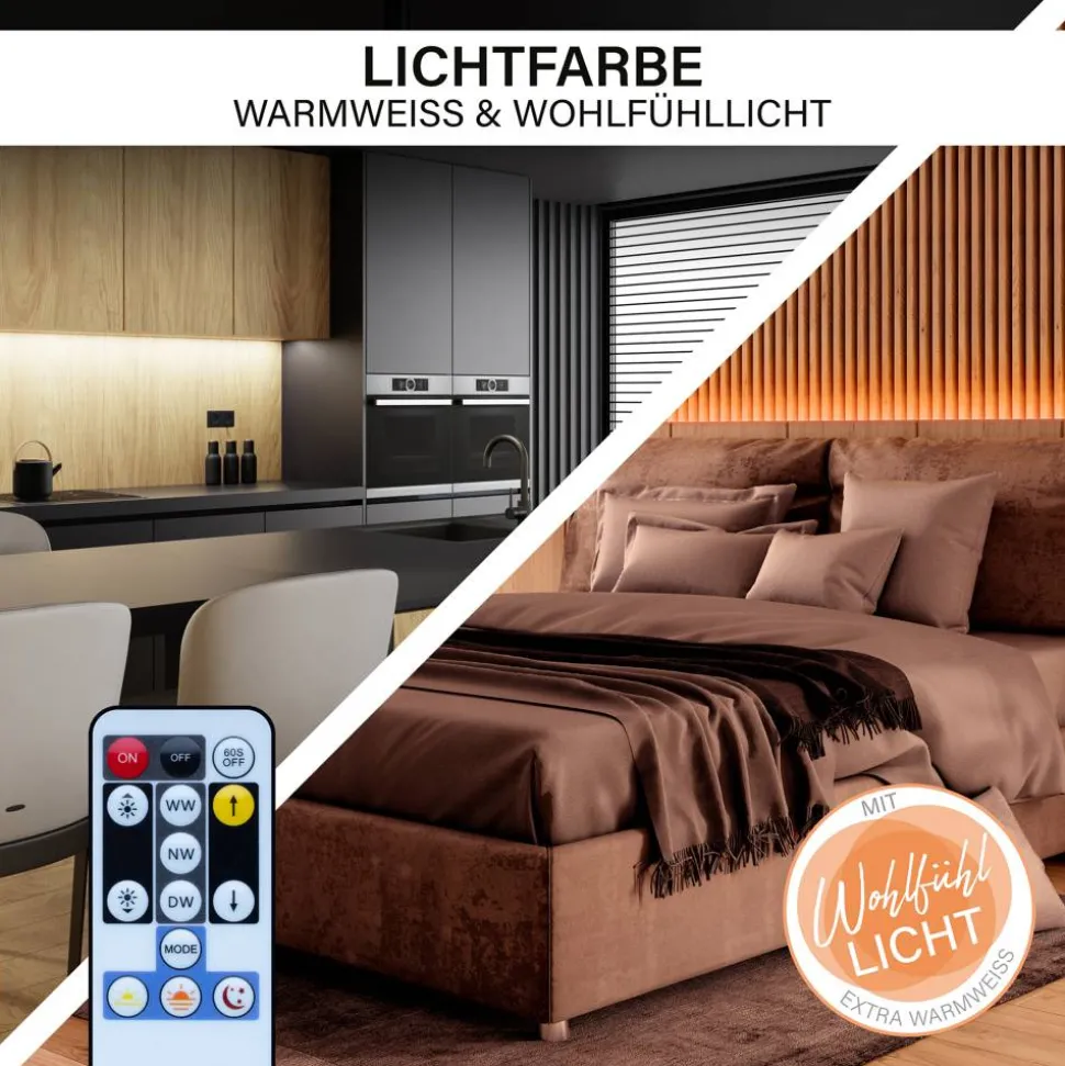 LED-Streifen 5 m 24 W 1800-3000 K mit Fernbedienung