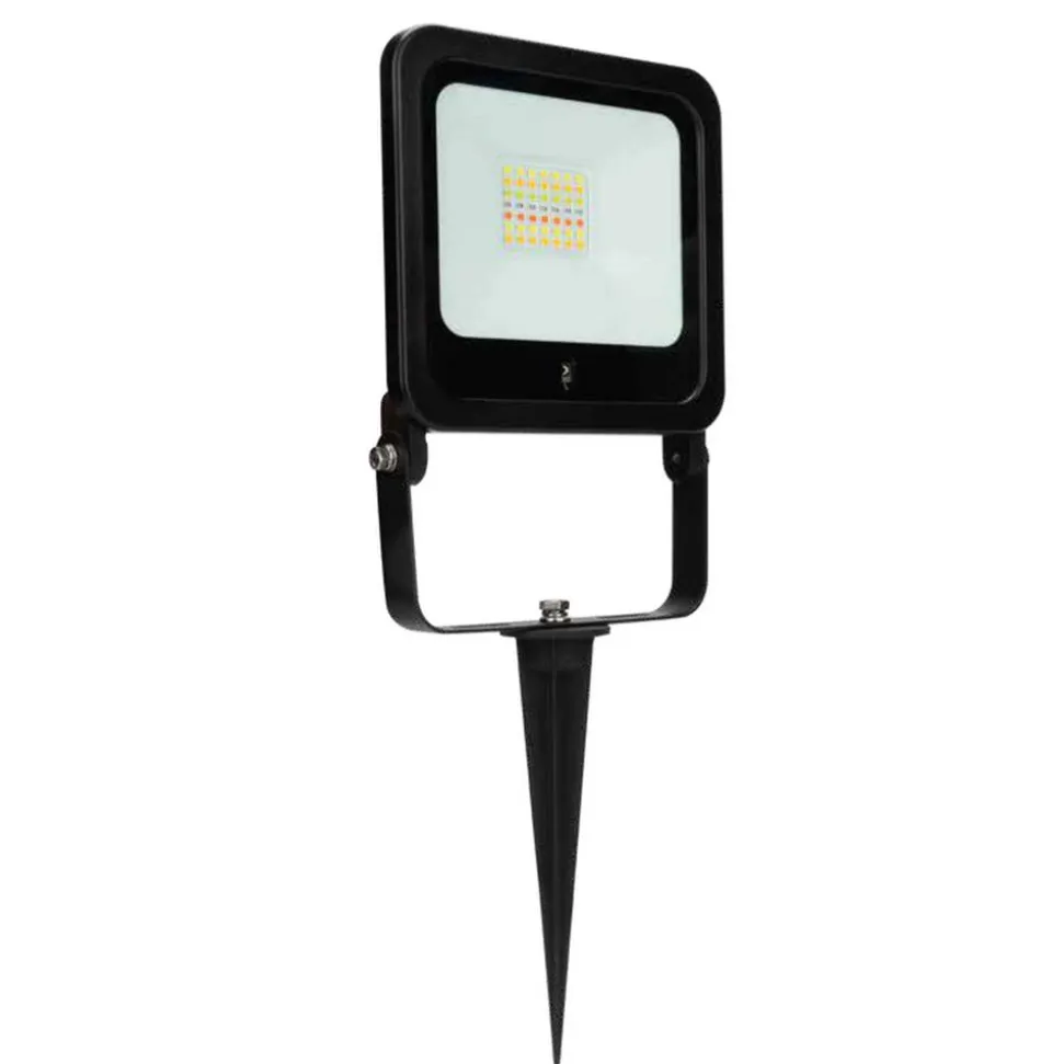 LED-Wandfluter schwarz mit Erdspieß 14,7 x 13,8 cm 24 W 1800 lm