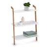 Leiterregal Bambus/MDF weiß 60 x 84 x 30 cm