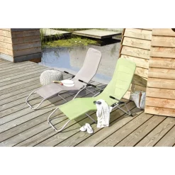 Liegestuhl klappbar taupe 60 x 98 x 142 cm