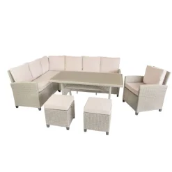 Loungemöbelset 'Prato' Stahl beige 6-teilig