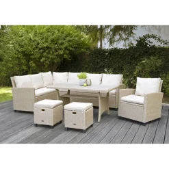 Loungemöbelset 'Prato' Stahl beige 6-teilig