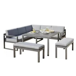 Loungemöbelset 'Romy' Aluminium hellgrau 5-teilig