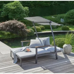 Loungesofa 'Tiara' 2-Sitzer Aluminium grau/schwarz 138 x 147 x 97 cm