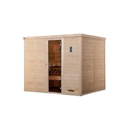Massivholz-Elementsauna 'Kemi 5' 245 x 193 x 200 cm mit Glastür