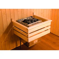 Massivholz-Elementsauna 'Kemi 5' 245 x 193 x 200 cm mit Glastür