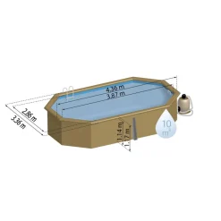 Massivholzpool-Set 'Grenade 2' 436 x 336 x 117 cm mit Leiter und Sandfilter