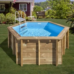 Massivholzpool-Set 'Lili 2' Ø 280 x 107 cm mit Sicherheitsleiter und Aqualoonfilter
