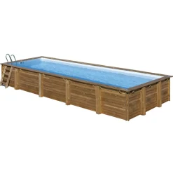 Massivholzpool-Set 'Mint' 1010 x 418 x 146 cm mit Leiter und Sandfilter