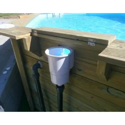Massivholzpool-Set 'Safran 2' 620 x 395 x 136 cm mit Edelstahlleiter, Holzleiter und Sandfilter