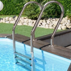 Massivholzpool-Set 'Sunbay' 270 x 420 x 117 cm mit Sandfilter und Edelstahlleiter, Holzleiter