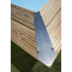 Massivholzpool-Set 'Sunbay' 335 x 535 x 117 cm mit Sandfilter und Edelstahlleiter, Holzleiter