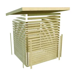 Massivholzsauna 'Skrollan 3' mit Vorraum und Bio-Ofen natur 396 x 227 x 231 cm, 9 kW