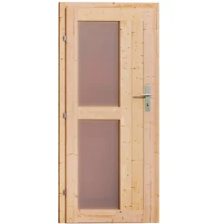 Massivholzsauna 'Skrollan 3' mit Vorraum und Bio-Ofen natur 396 x 227 x 231 cm, 9 kW