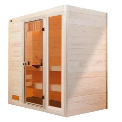 Massivholz-Sauna 'Valida 2' mit 7,5 kW OS-Ofenset, Steuerung, Glastür, Fenster 187 x 137 x 203,5 cm