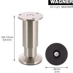 Möbelbein 'Design ST 0370' Stahl edelstahlfarben Ø 38 x 100 - 118 mm
