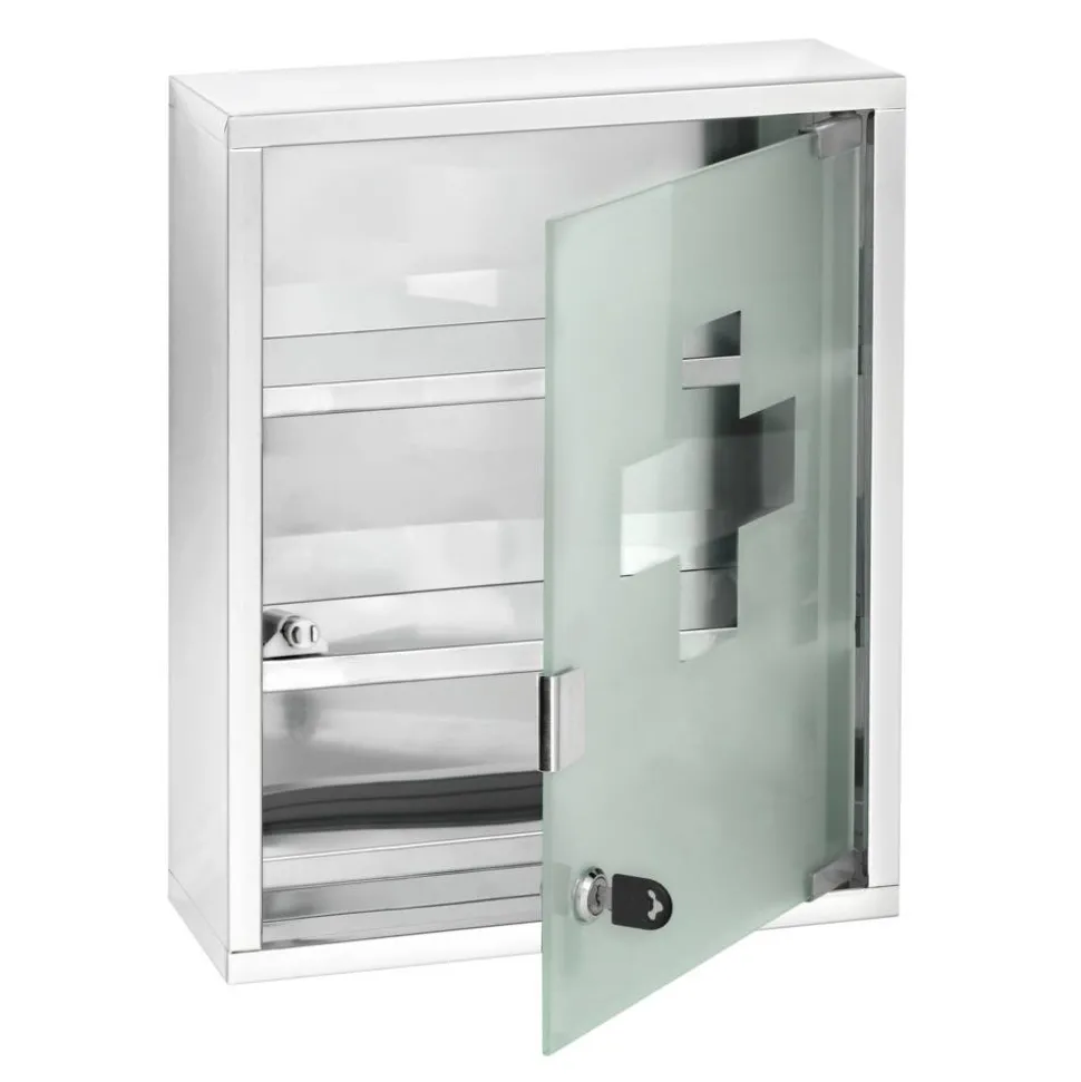 Medikamentenschrank edelstahl, glänzend 30 x 40 cm