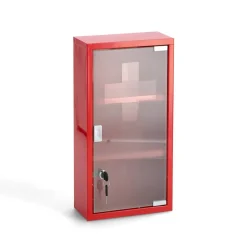 Medizinschrank rot Metall/Glas 25 x 45 x 12 cm