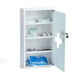 Medizinschrank weiß Metall/Glas 30 x 60 x 12 cm
