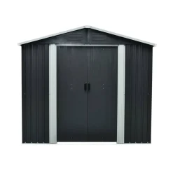 Metallgerätehaus 'Dresden II 86' schiefergrau/weiß 236 x 174 x 206 cm