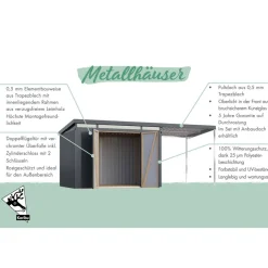 Metallgerätehaus 'Taurus 3,5' anthrazit 290 x 213 x 292 cm