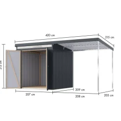 Metallgerätehaus-Set 'Taurus 2' anthrazit 414 x 213 x 209 cm