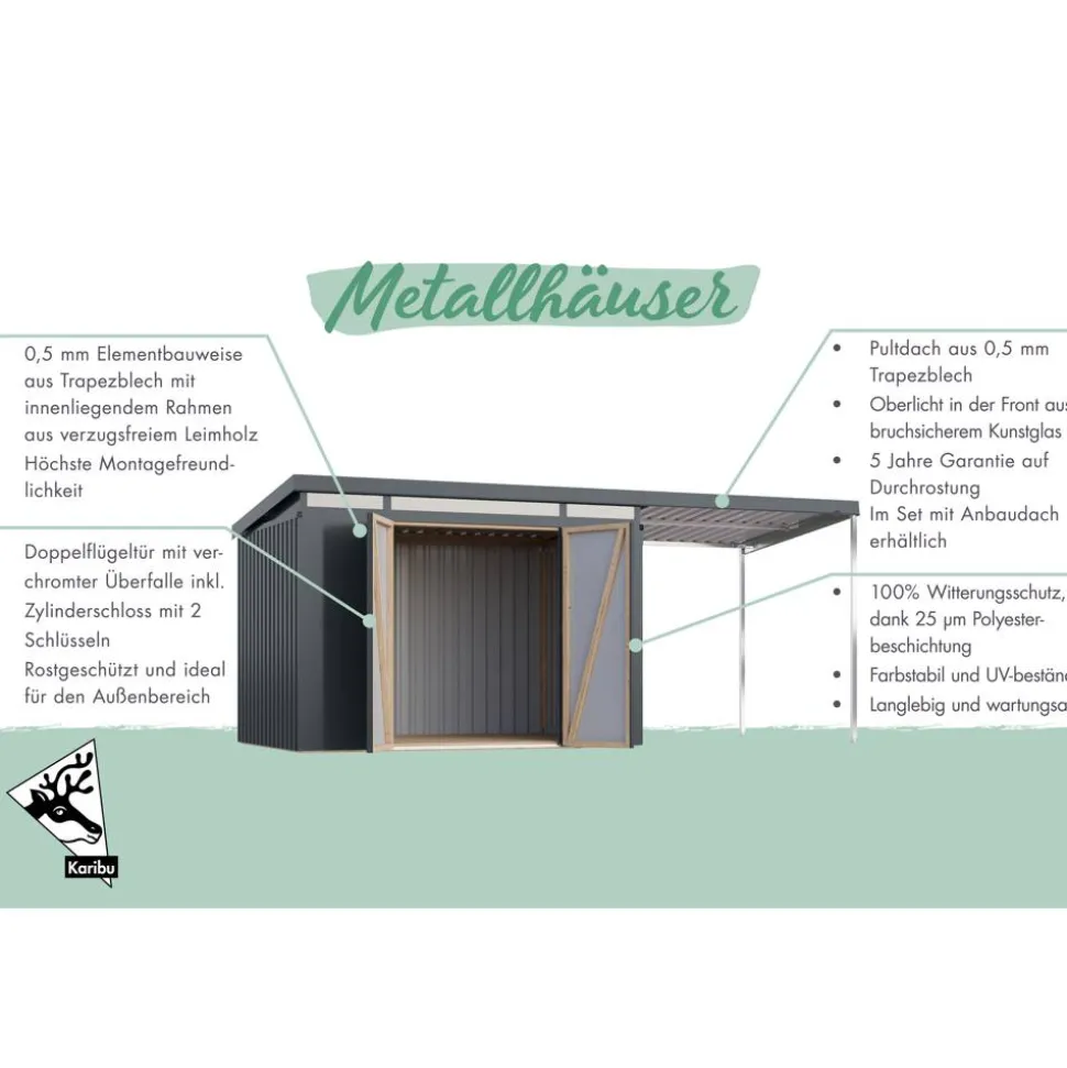 Metallgerätehaus-Set 'Taurus 2' anthrazit 414 x 213 x 209 cm