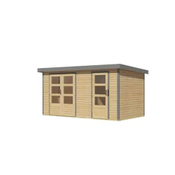 Metall-Holzgartenhaus 'Antaris A' Fichtenholz naturbelassen Metall graualuminium 400,5 x 209 x 213,5 cm