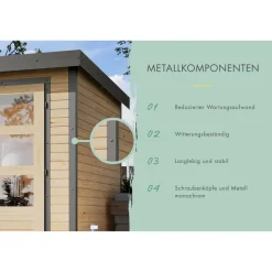Metall-Holzgartenhaus 'Antaris A' Fichtenholz naturbelassen Metall graualuminium 400,5 x 209 x 213,5 cm