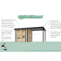 Metall-Holzgartenhaus 'Antaris A' Fichtenholz naturbelassen Metall graualuminium 400,5 x 209 x 213,5 cm