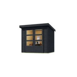 Metall-Holzgartenhaus 'Komet C' anthrazit Doppelflügeltür 228,5 x 235x 208,5 cm