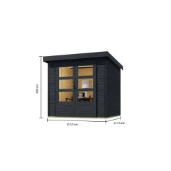 Metall-Holzgartenhaus 'Komet C' anthrazit Doppelflügeltür 228,5 x 235x 208,5 cm