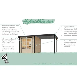Metall-Holzgartenhaus-Set 'Komet 2 A' Fichtenholz naturbelassen Metall graualuminium 438 x 208,5 x 213 cm