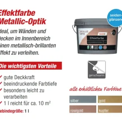 Metallicfarbe gold seidenglänzend 1 l