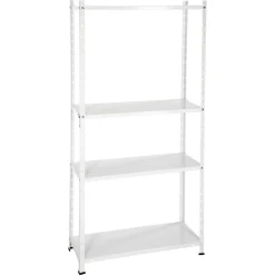 Metallregal weiß 150 x 75 x 30 cm, 4 Böden à 30 kg Traglast