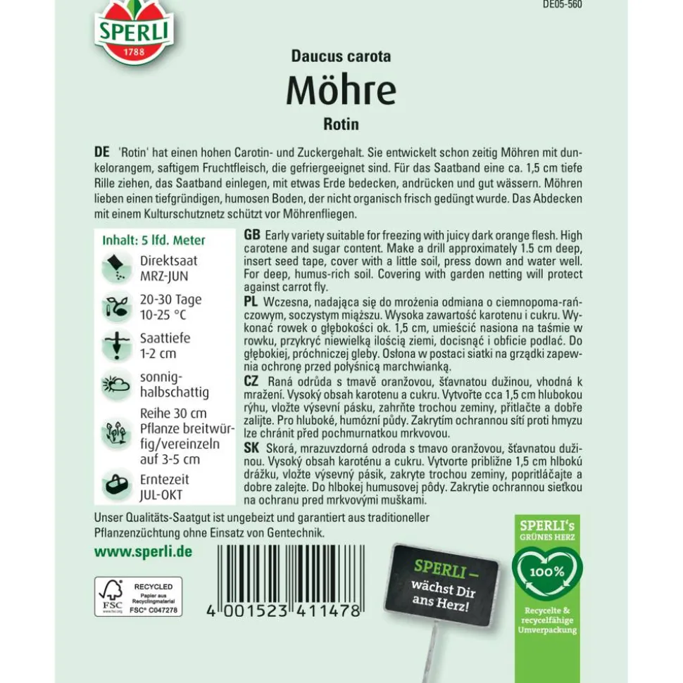 Möhre 'Rotin' Saatband 5 m