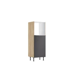 Midischrank für Backofen und Kühlschrank 'Optikomfort Linus984' anthrazit/eichefarben 60 x 176,6 x 58,4 cm