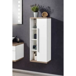 Midischrank 'Stanford' weiß, braun glänzend 42 x 106 x 32 cm