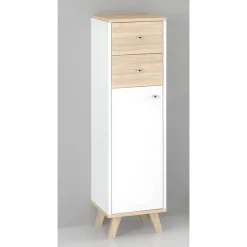 Midischrank 'Sven' weiß, braun foliert 30 x 110,2 x 33 cm