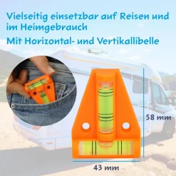 Mini-Wasserwaage mit zwei Libellen orange 58 x 43 mm