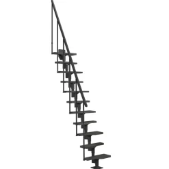 Mittelholmtreppe 'Atlanta' Metall anthrazit pulverbeschichtet bis 300 cm