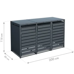 Mülltonnenbox 'Kubus' anthrazit Stahl 200 x 80 x 116 cm