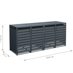 Mülltonnenbox 'Kubus' anthrazit Stahl 264 x 80 x 116 cm