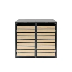 Mülltonnenbox 'Lacina' Holzoptik/anthrazit Stahl 80 x 132 x 116 cm