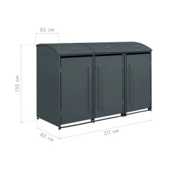 Mülltonnenbox 'Moderna 3' anthrazit 83 x 211 x 135 cm