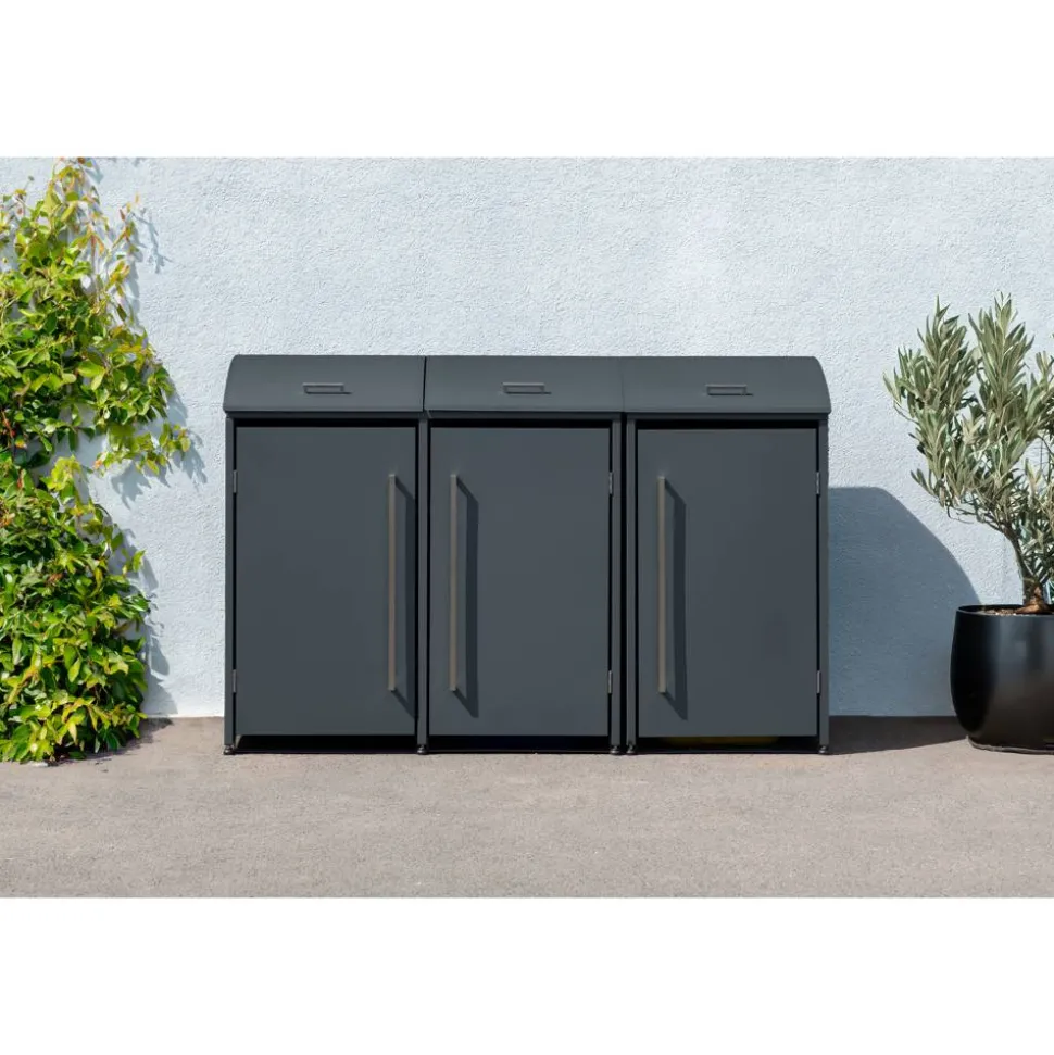 Mülltonnenbox 'Moderna 3' anthrazit 83 x 211 x 135 cm