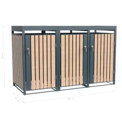 Mülltonnenbox 'Planta' bepflanzbar anthrazit/Holzoptik 84 x 200 x 124 cm