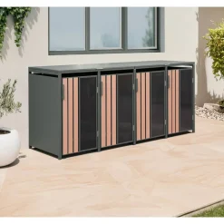 Mülltonnenbox 'Status 4' anthrazit/Holzoptik 265 x 80 x 116 cm